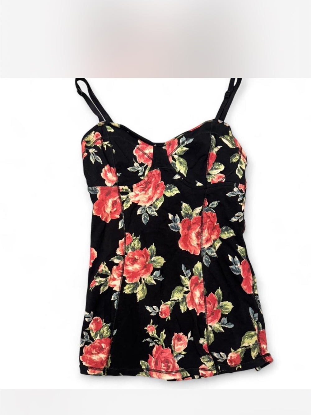 Talula Black Floral Rose Cami Top